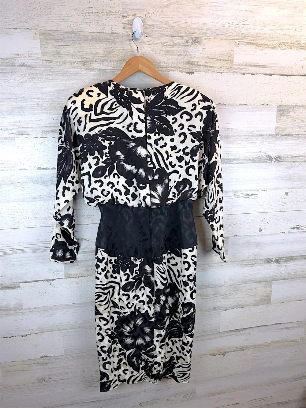 Vintage Lillie Rubin 100% Silk Cocktail Dress Black White Beaded Size 8 - Picture 4 of 14